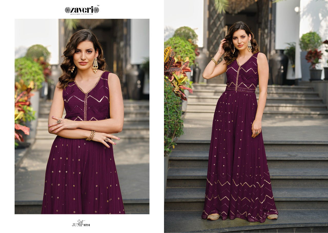 Jump Suit Color Edition 2 By Zaveri Fancy Chinon Embroidery Readymade Suits Wholesale Shop In Surat
